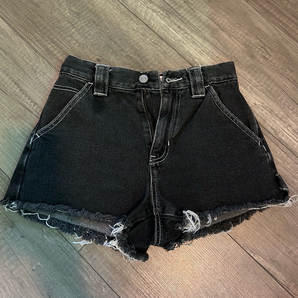 black denim shorts